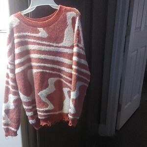 Cozy Abstract Sweater - Rust and Cream Both Sweaters For the price Of One!Bundle